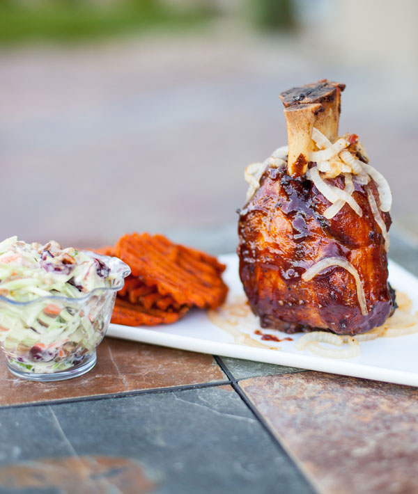 BBQ Pork Shank with Sweet Potato Fries & Broccoli Slaw Recipe Martin